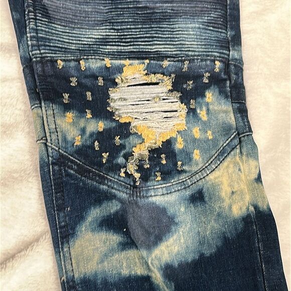 Smoke Rise Denim Distressed Blue Acid Washed Jeans! Size 34 - Picture 3 of 7
